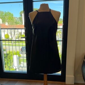 Zara Faux Leather Elegant Black Halter Dress